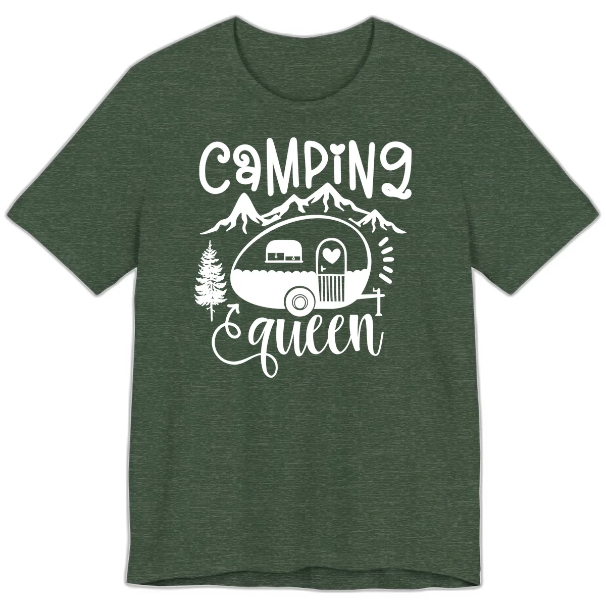 Camping Queen Retro Airstream Premium T-Shirt in Heather Forest