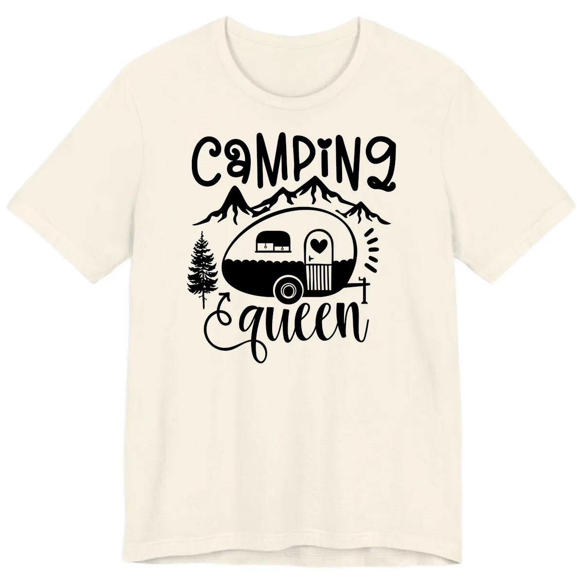 Camping Queen Retro Airstream Premium T-Shirt in Natural