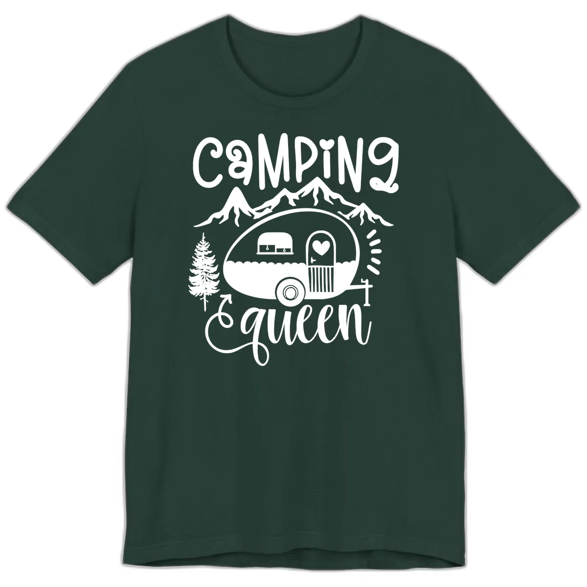 Camping Queen Retro Airstream Premium T-Shirt in Forest