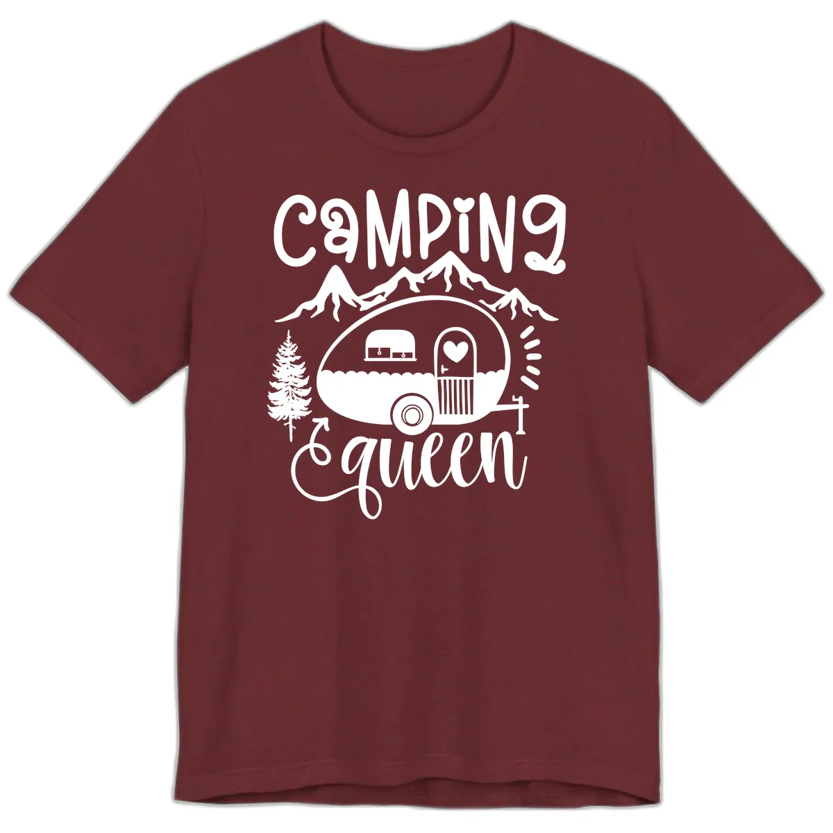 Camping Queen Retro Airstream Premium T-Shirt in Heather Cardinal