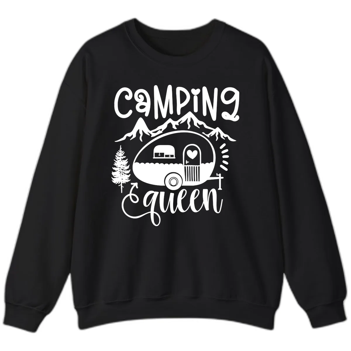 Camping Queen Retro Airstream Sweatshirt in Black