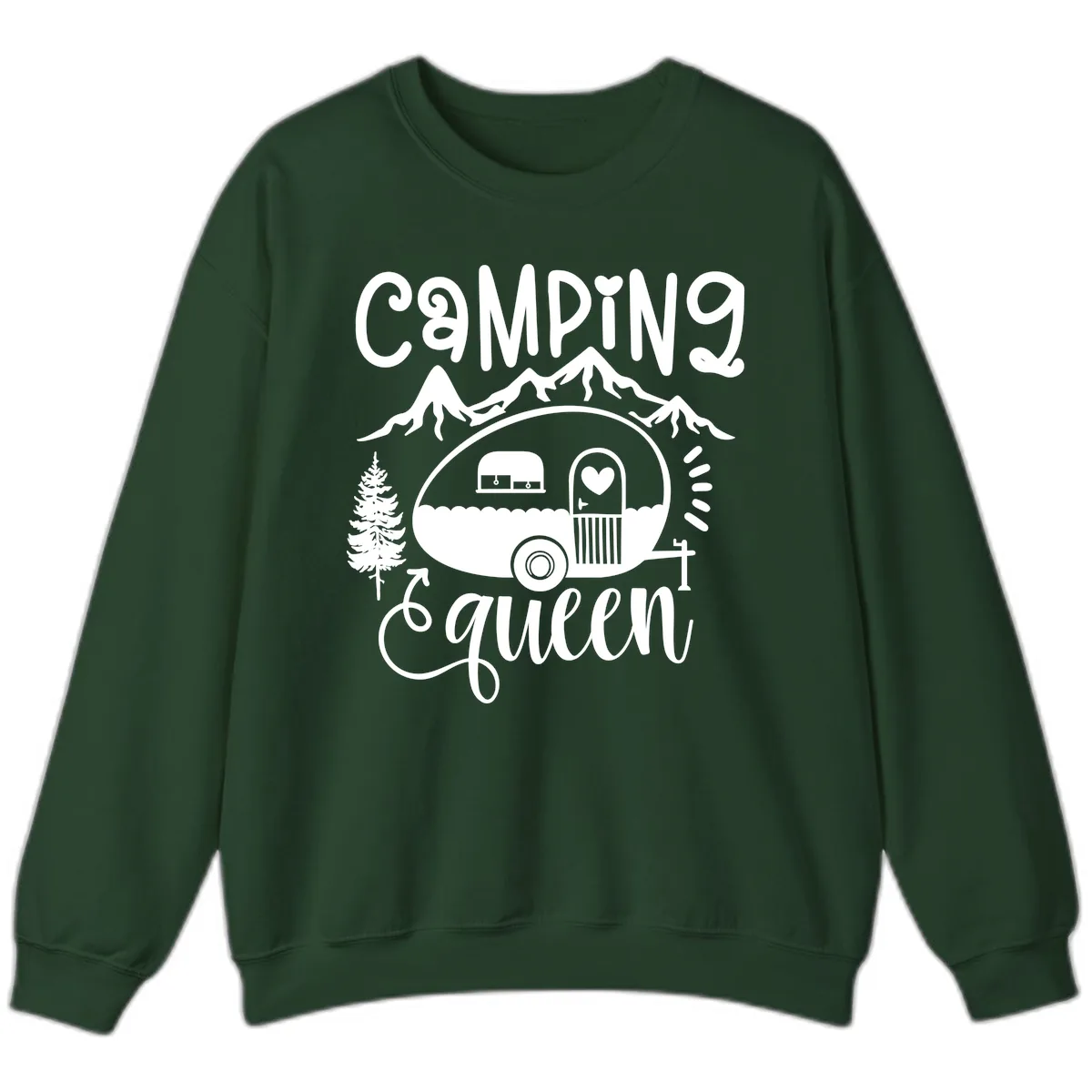 Camping Queen Retro Airstream Sweatshirt in Forest Green