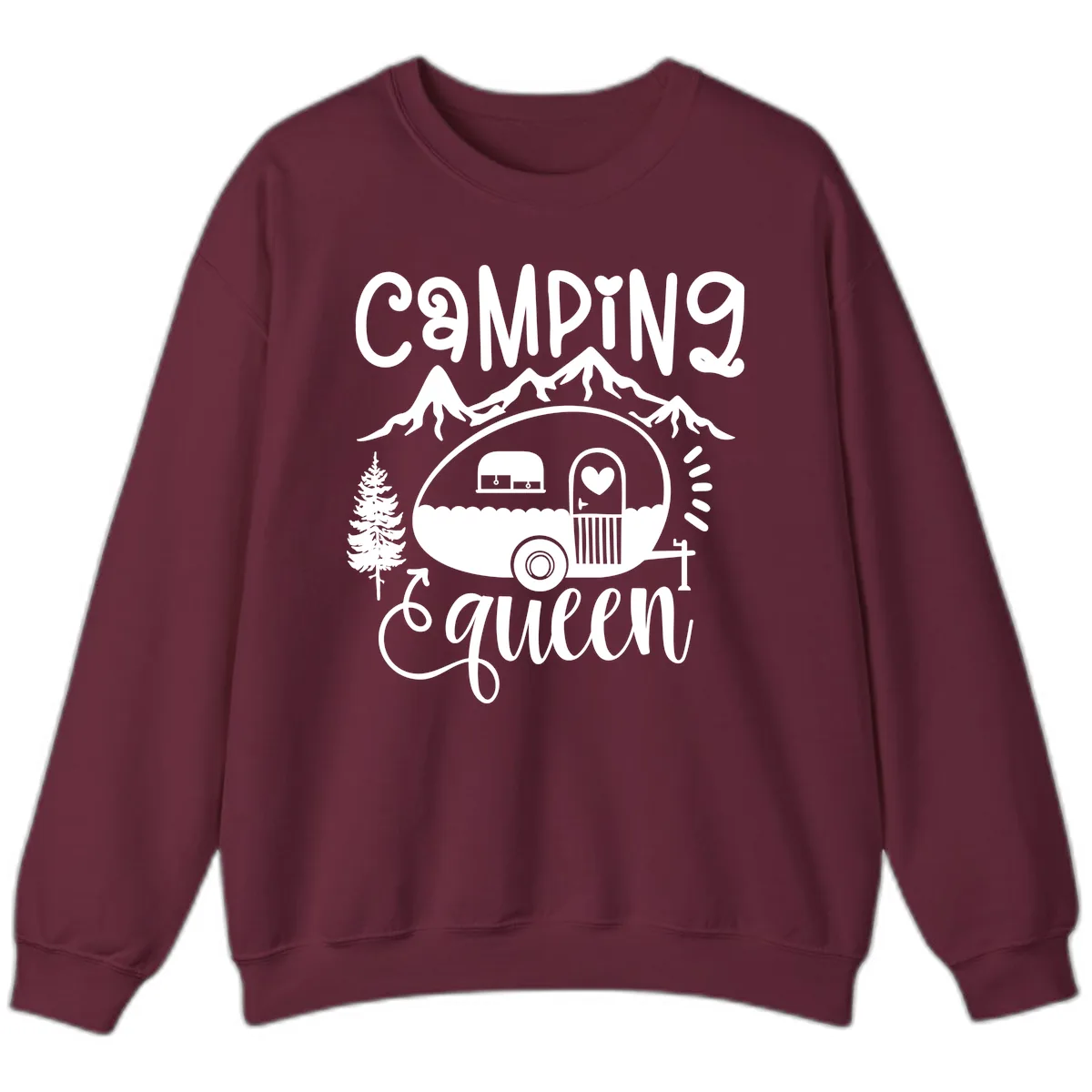 Camping Queen Retro Airstream Sweatshirt in Maroon