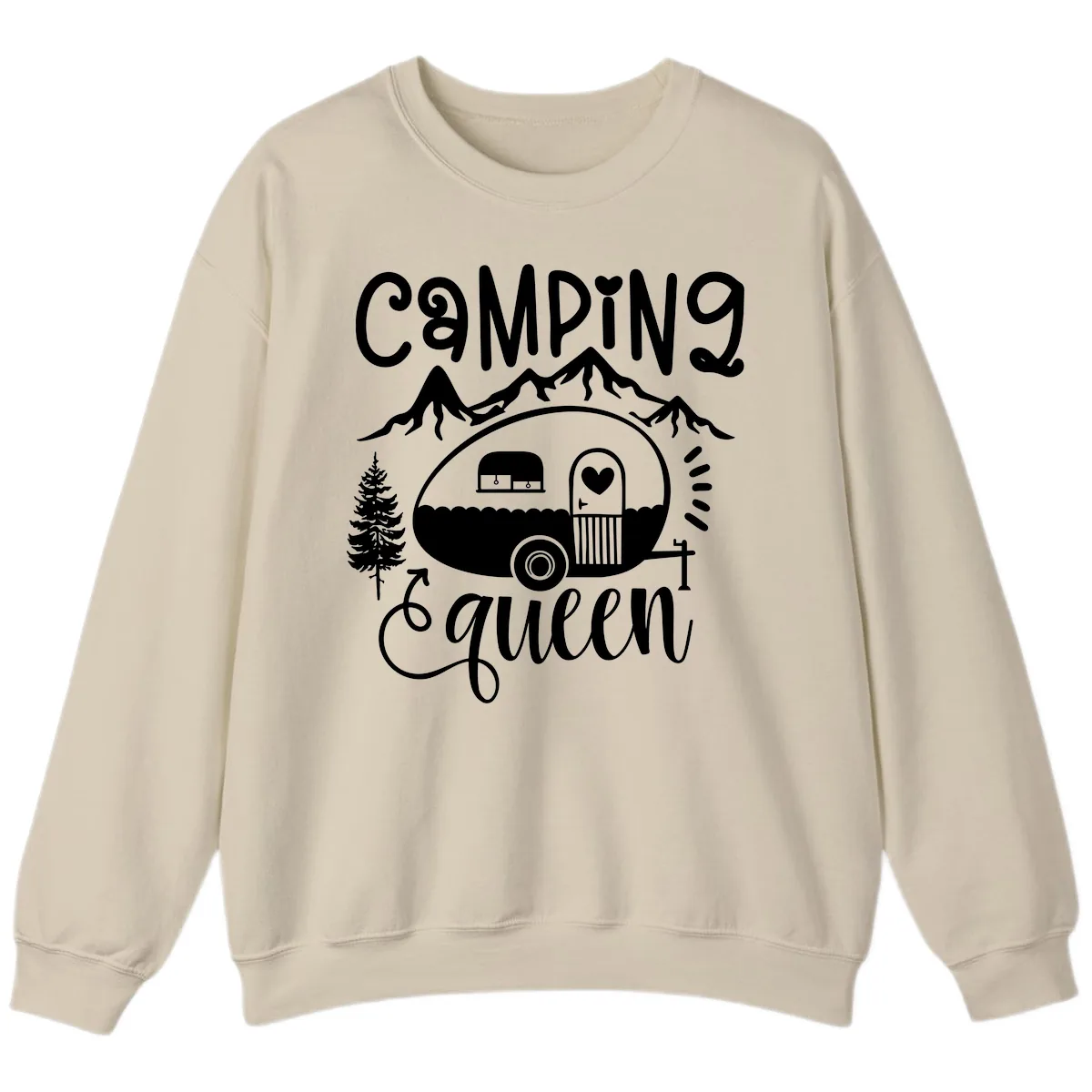 Camping Queen Retro Airstream Sweatshirt in Sand