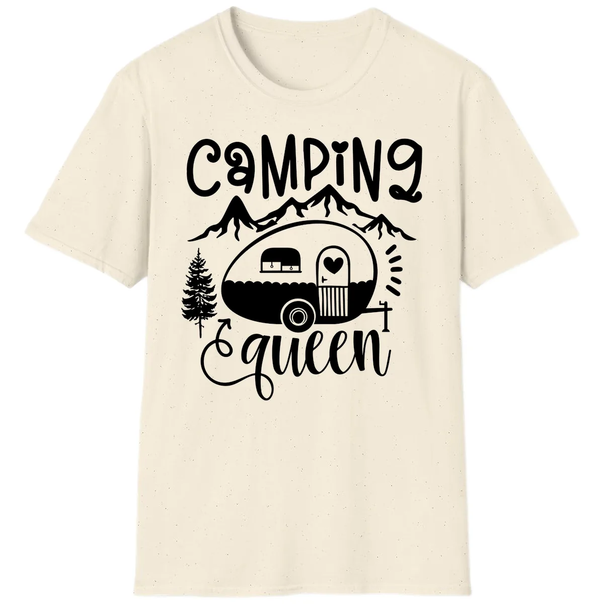 Camping Queen Retro Airstream T-Shirt in Natural