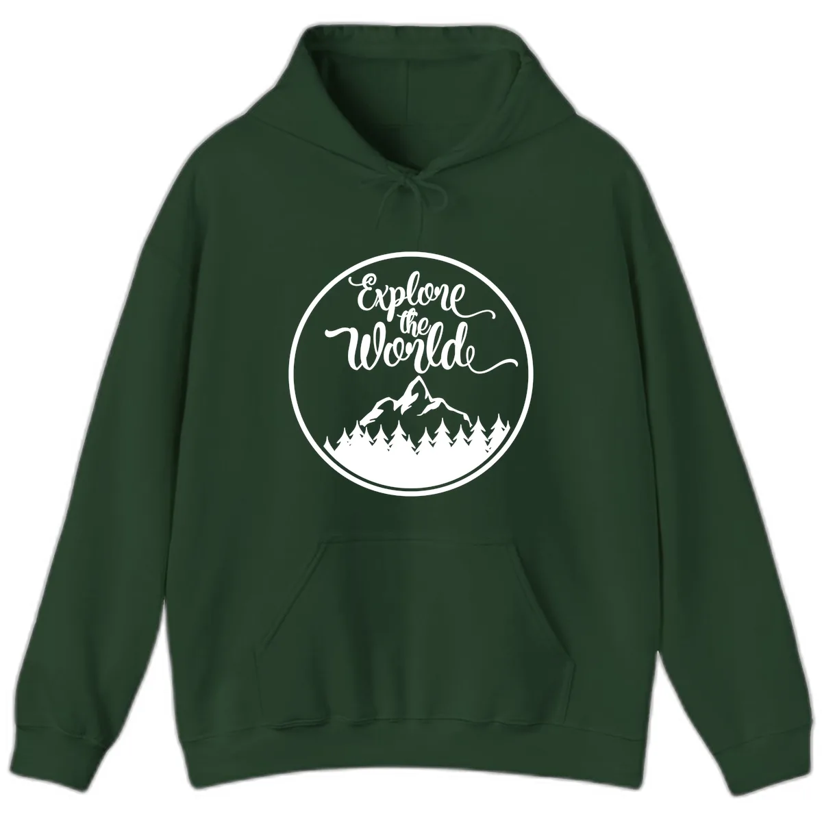 Explore The World Mountain Forest Hoodie in Forest Green