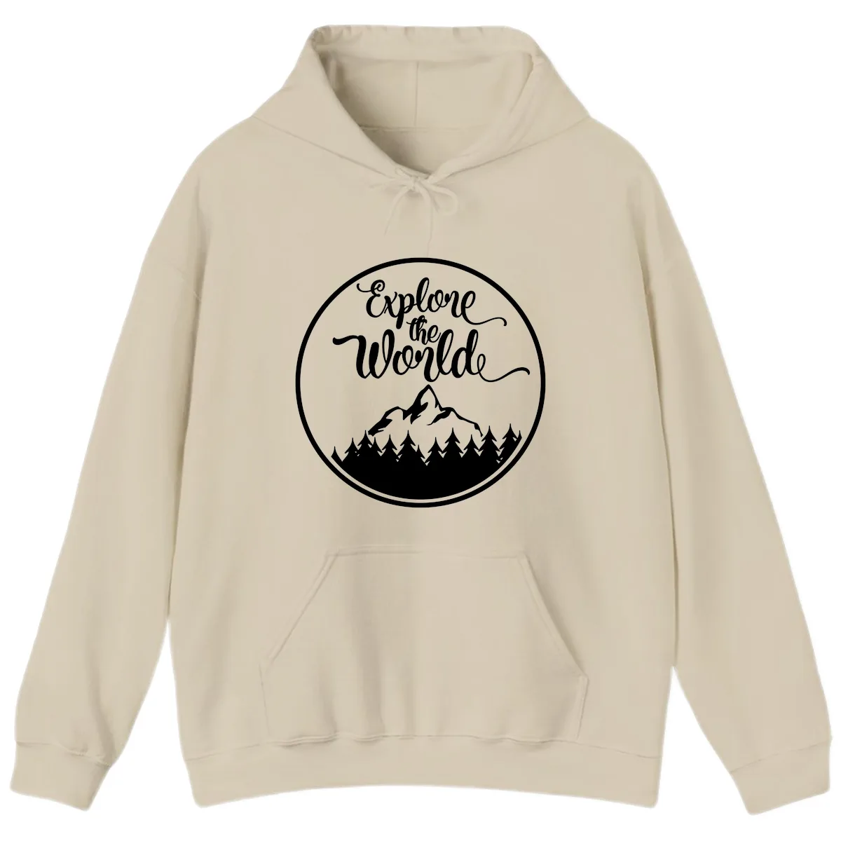 Explore The World Mountain Forest Hoodie in Sand