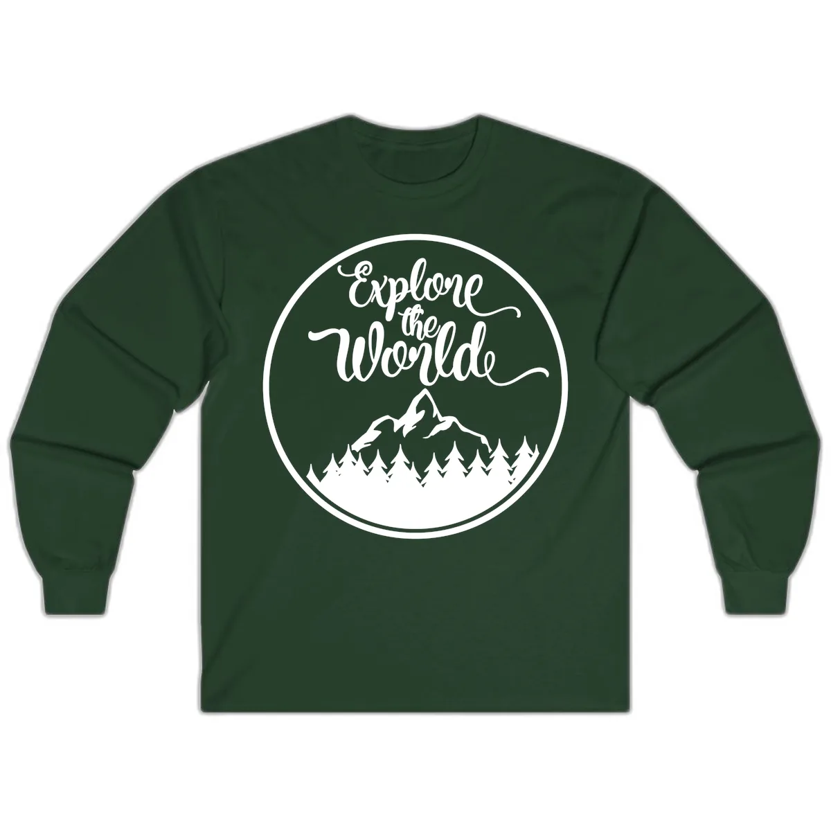 Explore The World Mountain Forest Long Sleeve in Forest Green