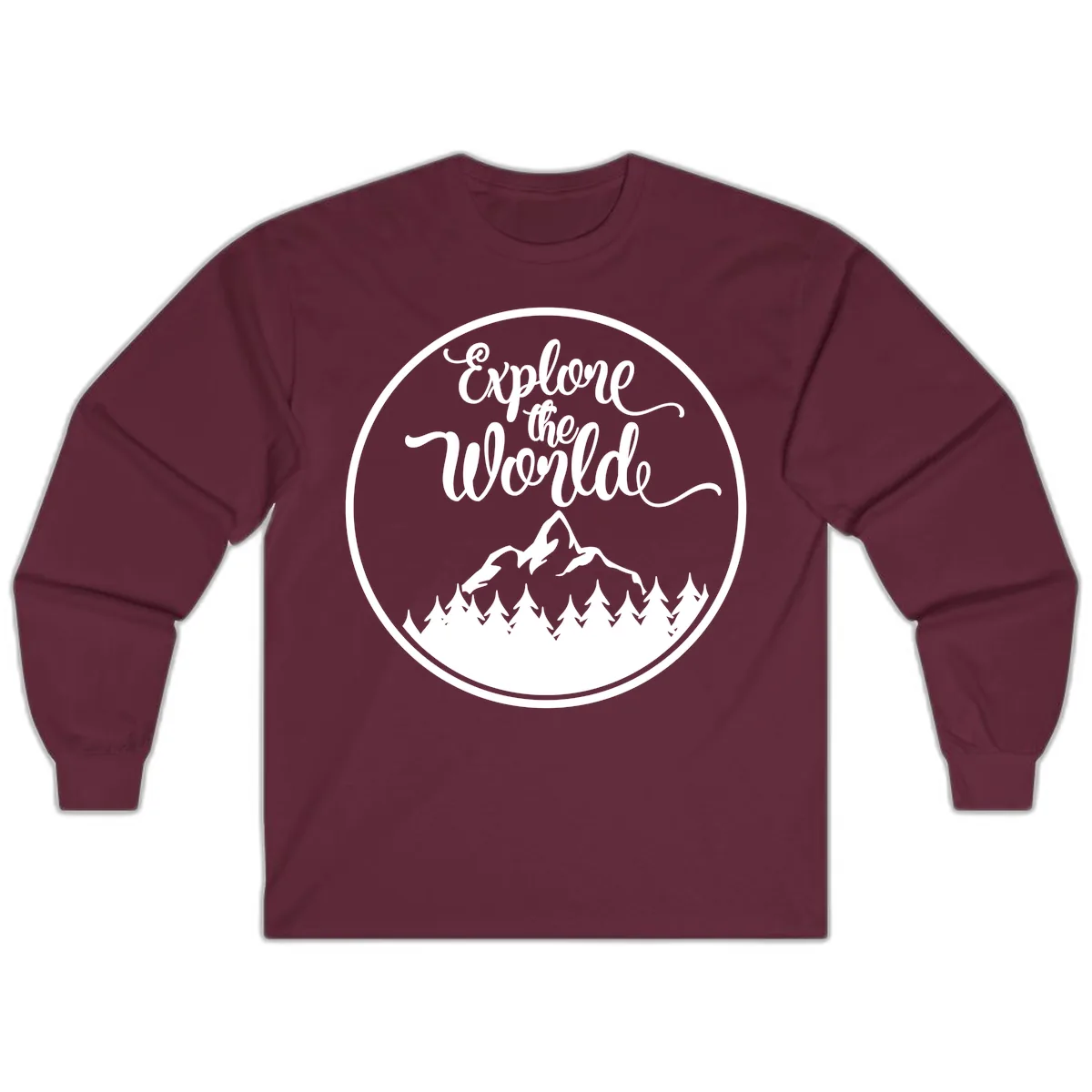 Explore The World Mountain Forest Long Sleeve in Maroon