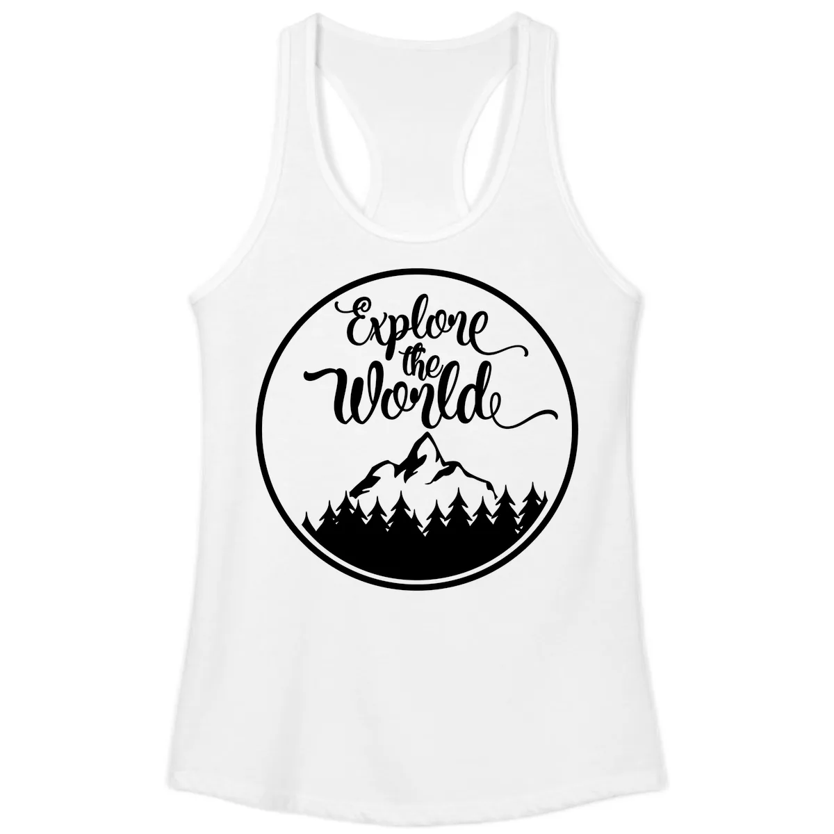Explore The World Mountain Forest Ladies Tank in White