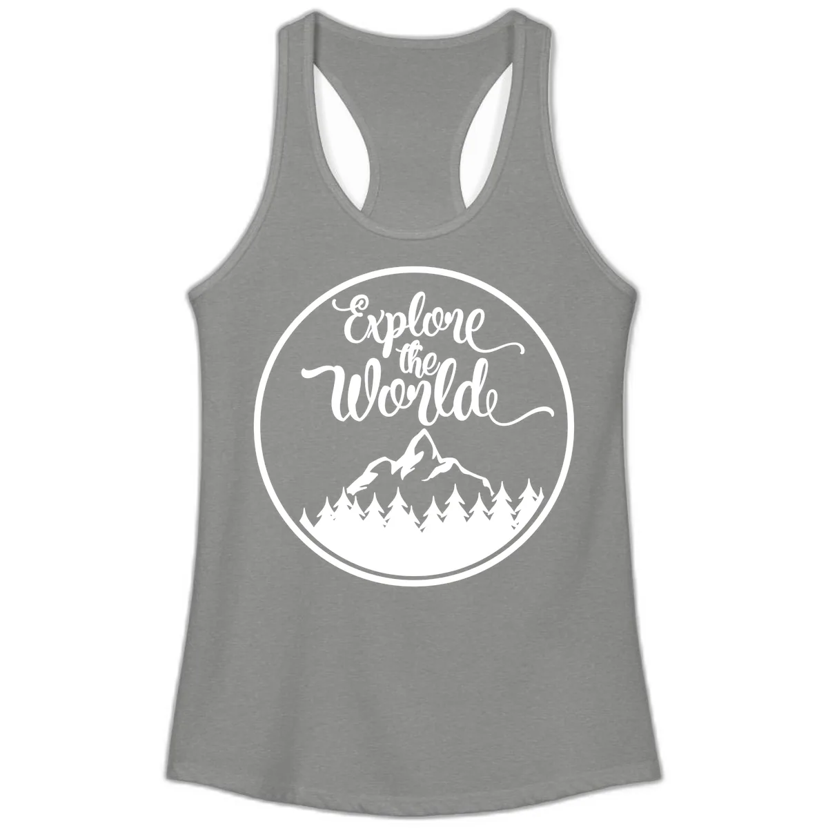Explore The World Mountain Forest Ladies Tank in Heather Grey