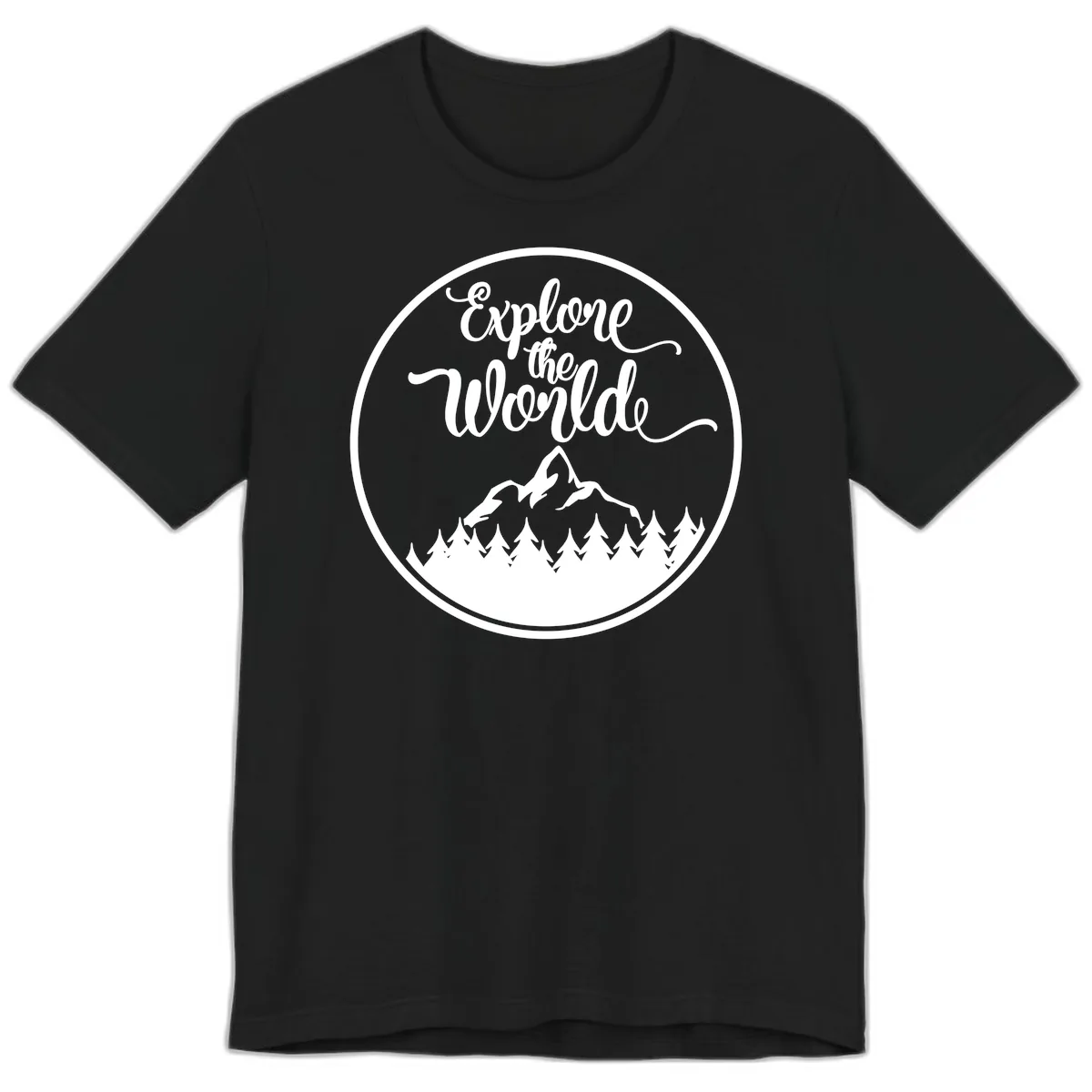 Explore The World Mountain Forest Premium T-Shirt in Black