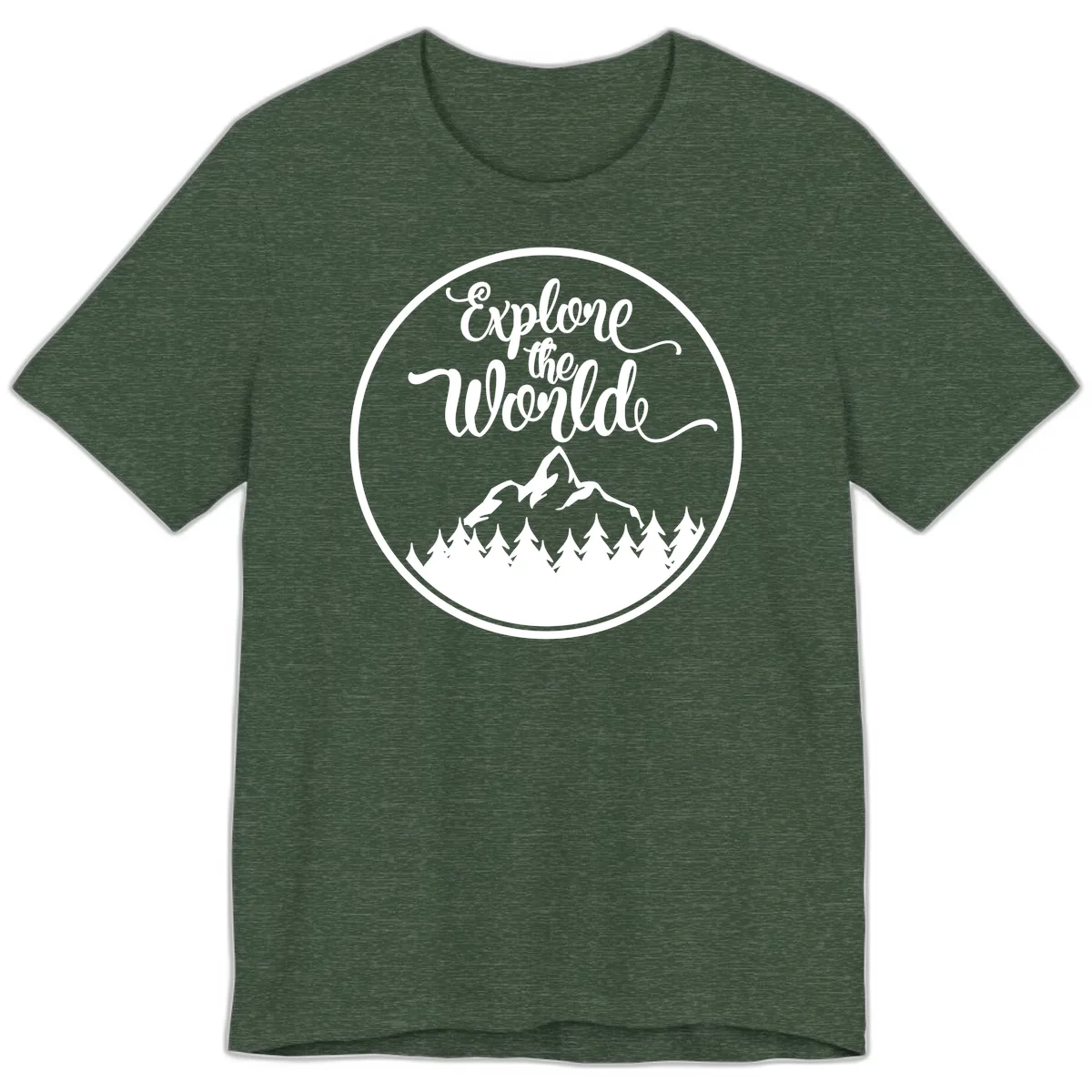 Explore The World Mountain Forest Premium T-Shirt in Heather Forest