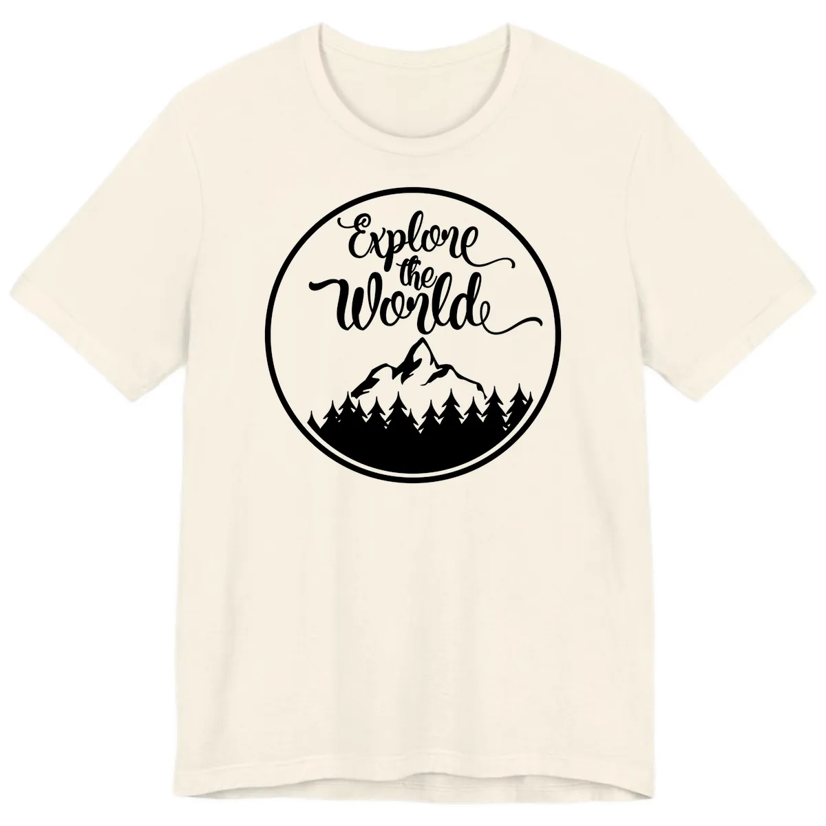 Explore The World Mountain Forest Premium T-Shirt in Natural
