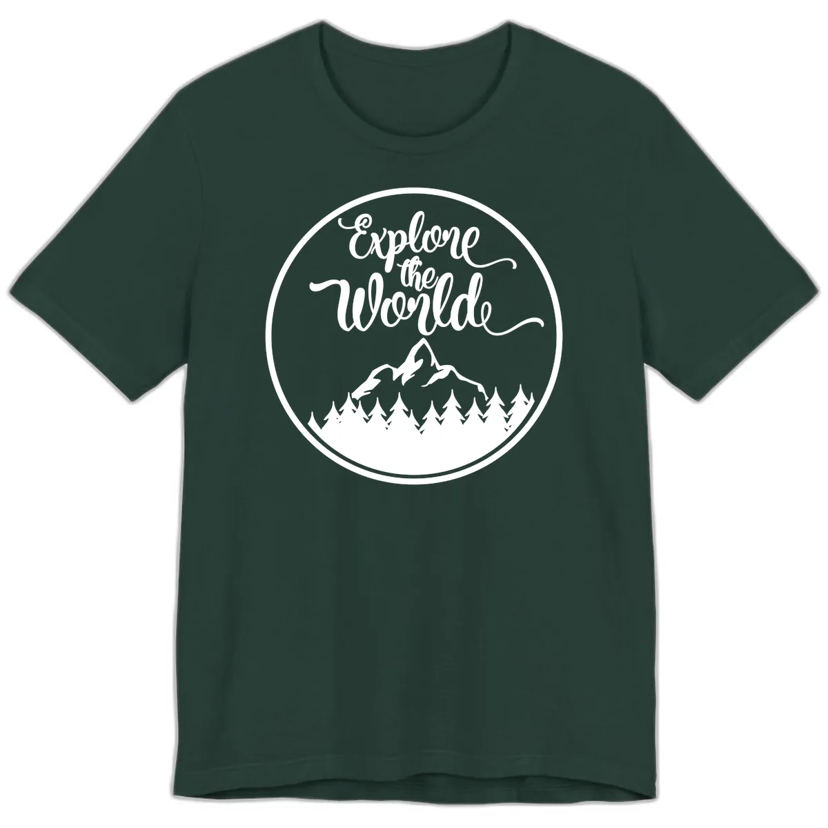 Explore The World Mountain Forest Premium T-Shirt in Forest