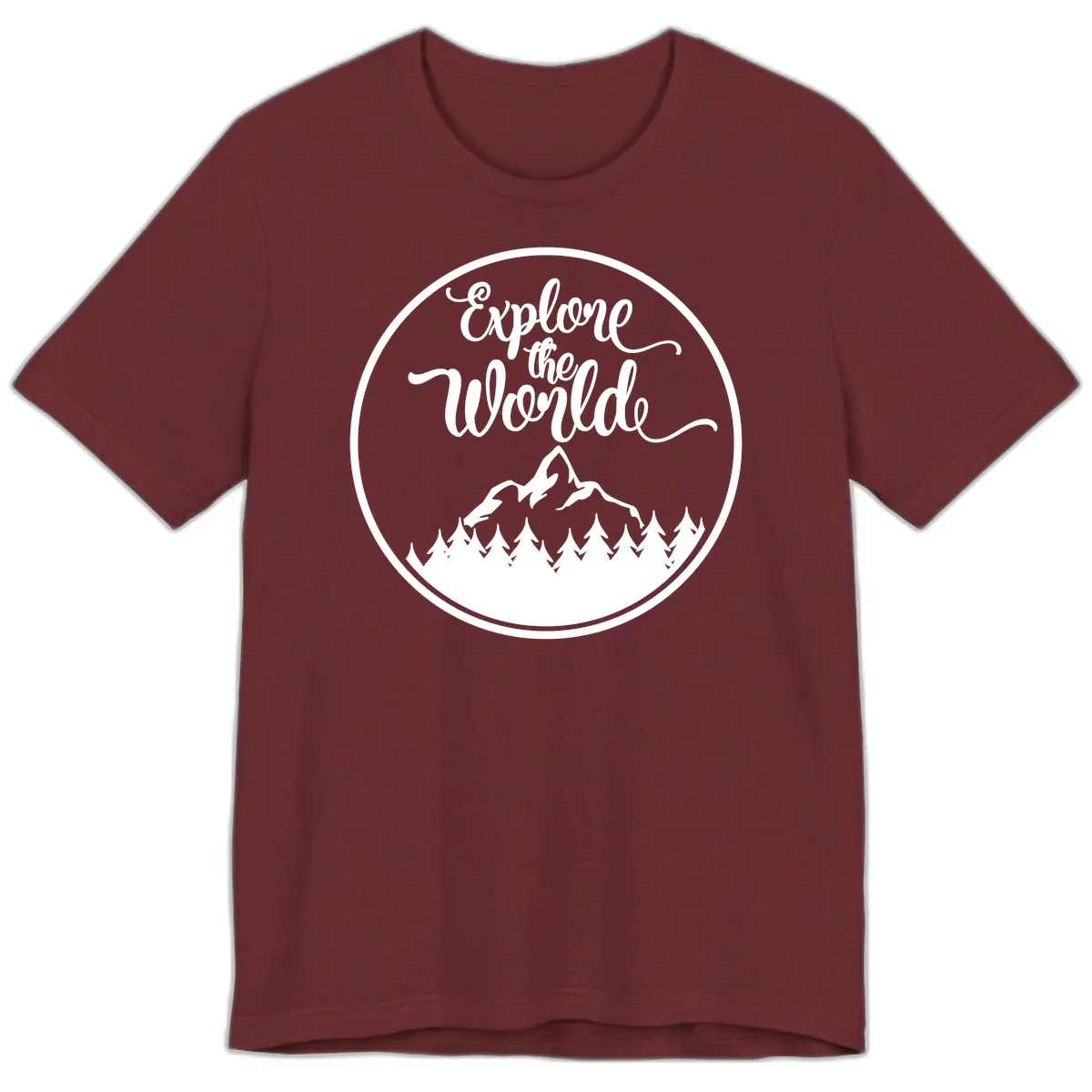 Explore The World Mountain Forest Premium T-Shirt in Heather Cardinal