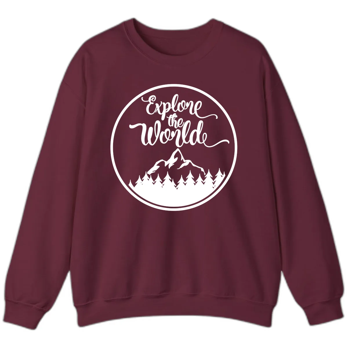Explore The World Mountain Forest Sweatshirt in Maroon