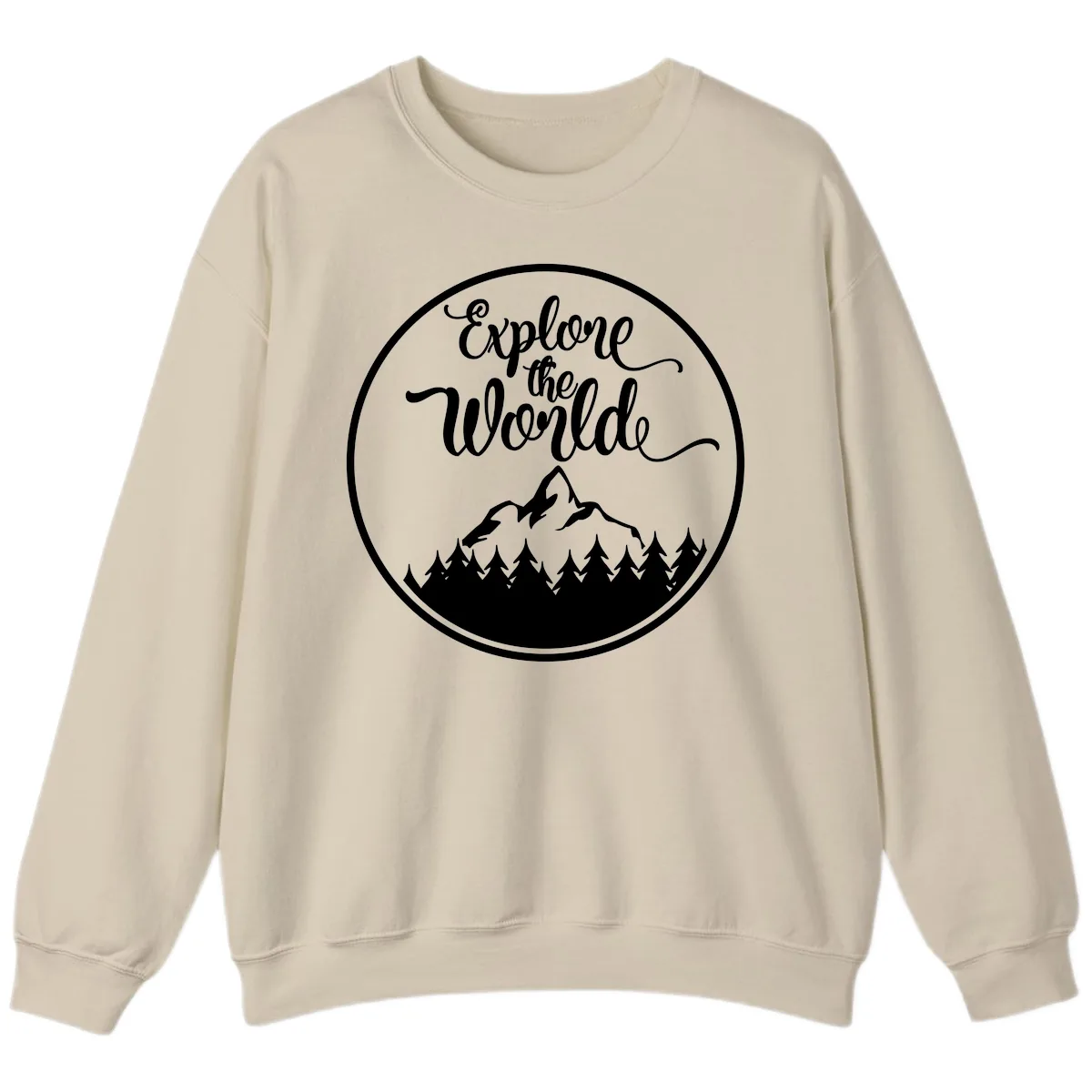 Explore The World Mountain Forest Sweatshirt in Sand