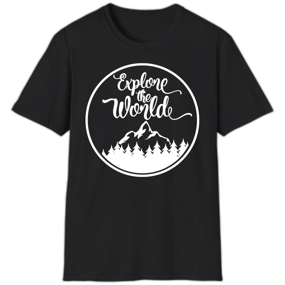 Explore The World Mountain Forest T-Shirt in Black