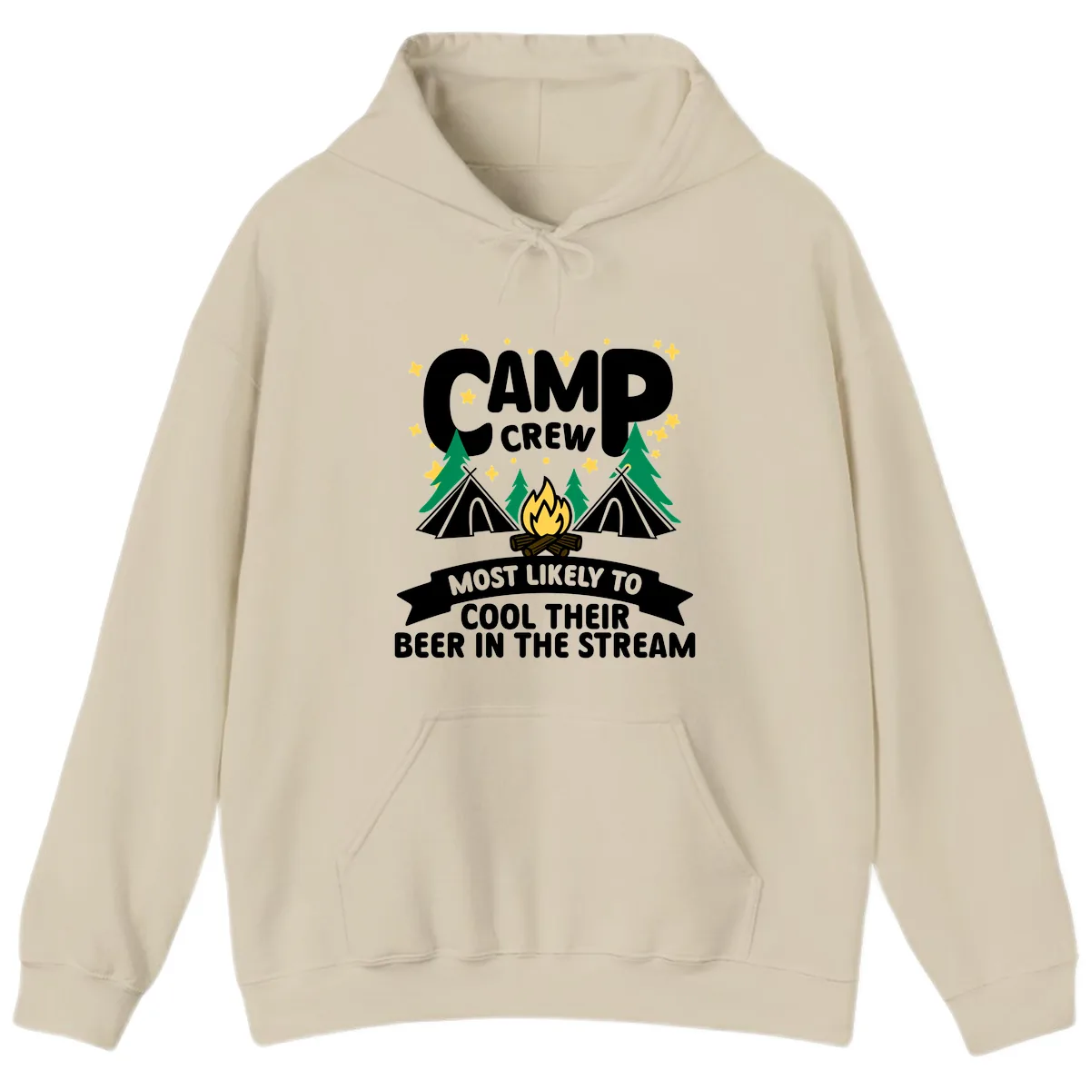 Camp Crew Cool Beer Stream Hoodie in Sand