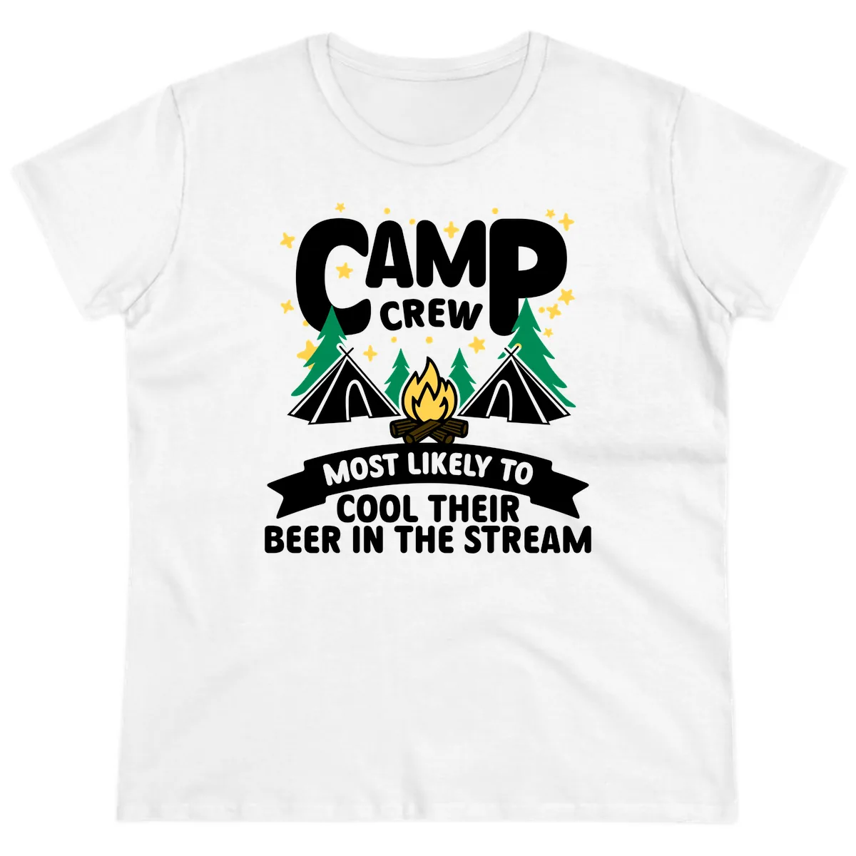 Camp Crew Cool Beer Stream Ladies Tee in White