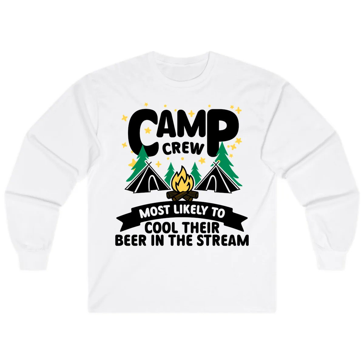 Camp Crew Cool Beer Stream Long Sleeve in White