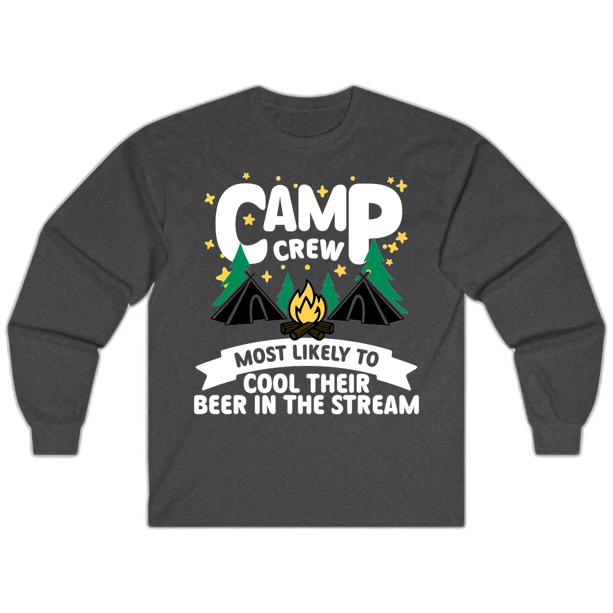 Camp Crew Cool Beer Stream Long Sleeve in Dark Heather