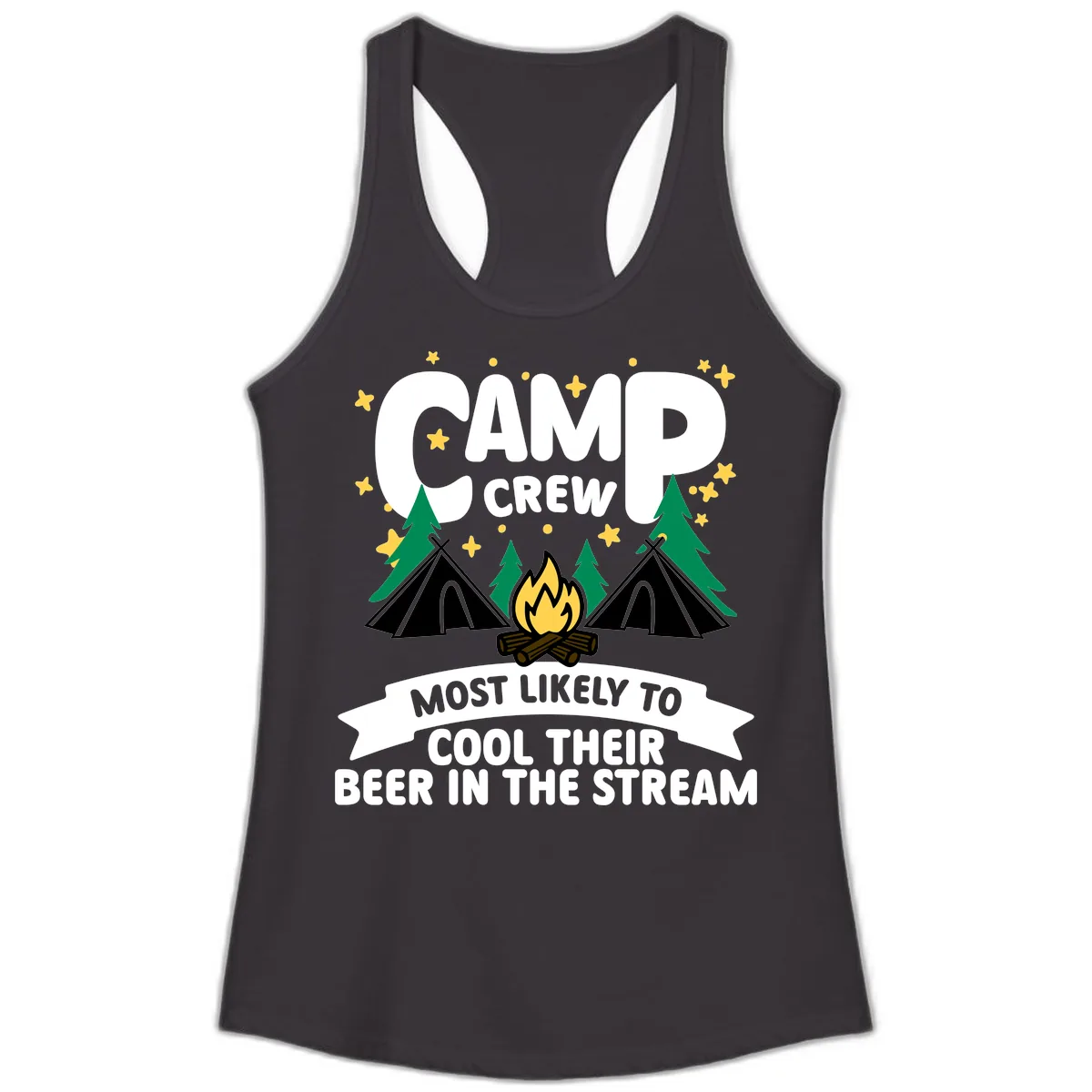 Camp Crew Cool Beer Stream Ladies Tank in Black