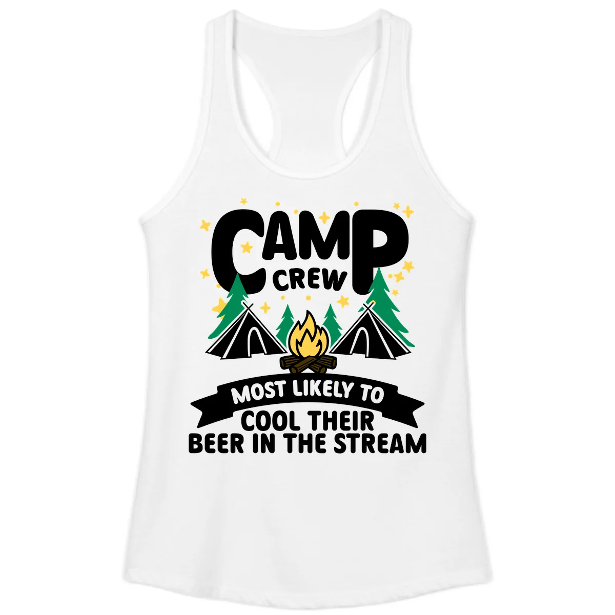 Camp Crew Cool Beer Stream Ladies Tank in White