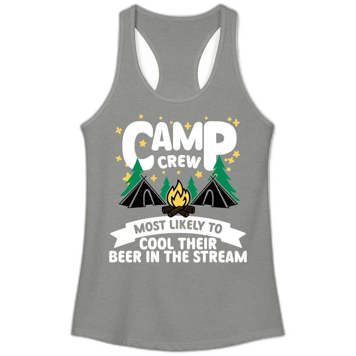 Camp Crew Cool Beer Stream Ladies Tank in Heather Grey