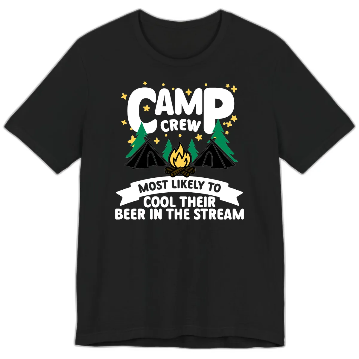 Camp Crew Cool Beer Stream Premium T-Shirt in Black