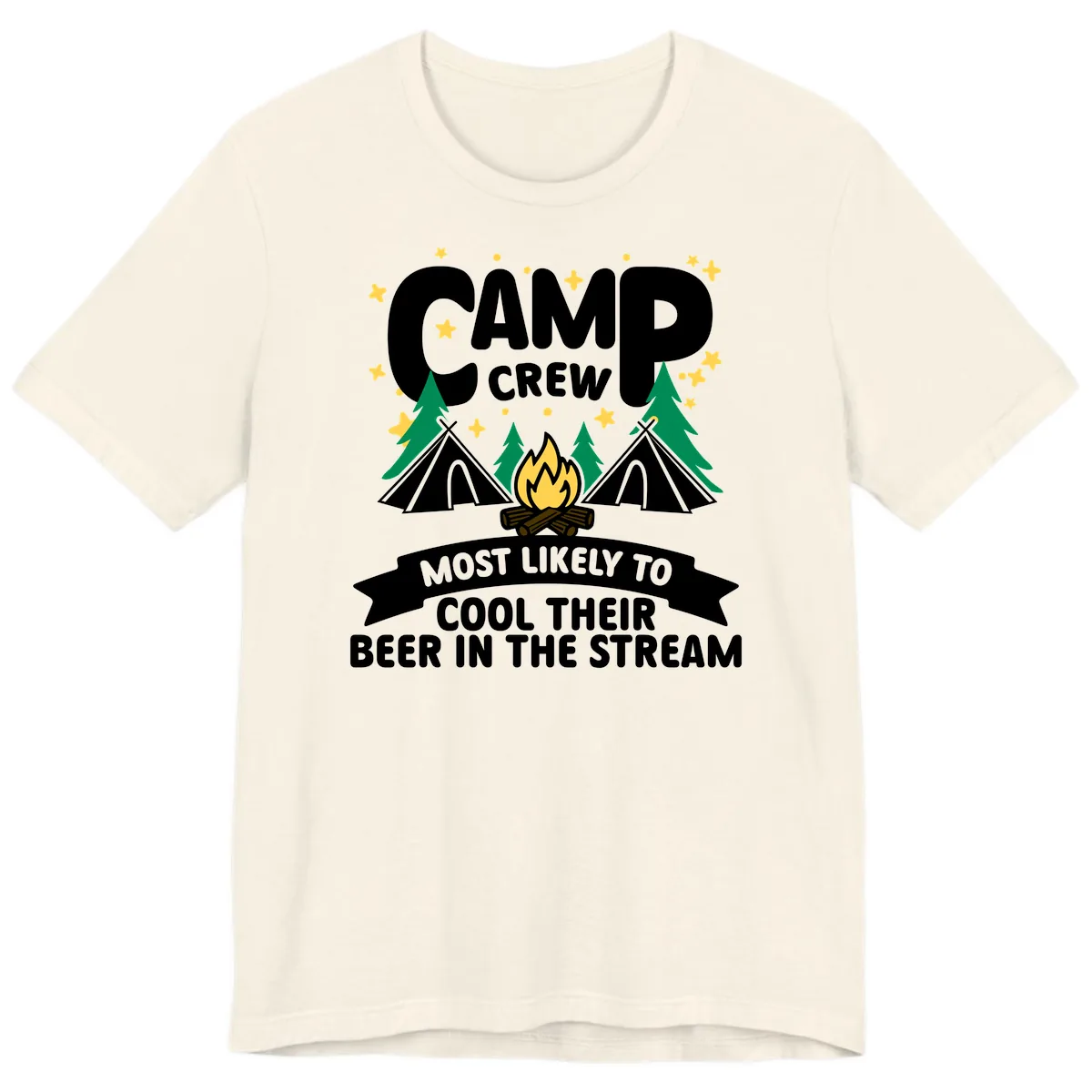 Camp Crew Cool Beer Stream Premium T-Shirt in Natural