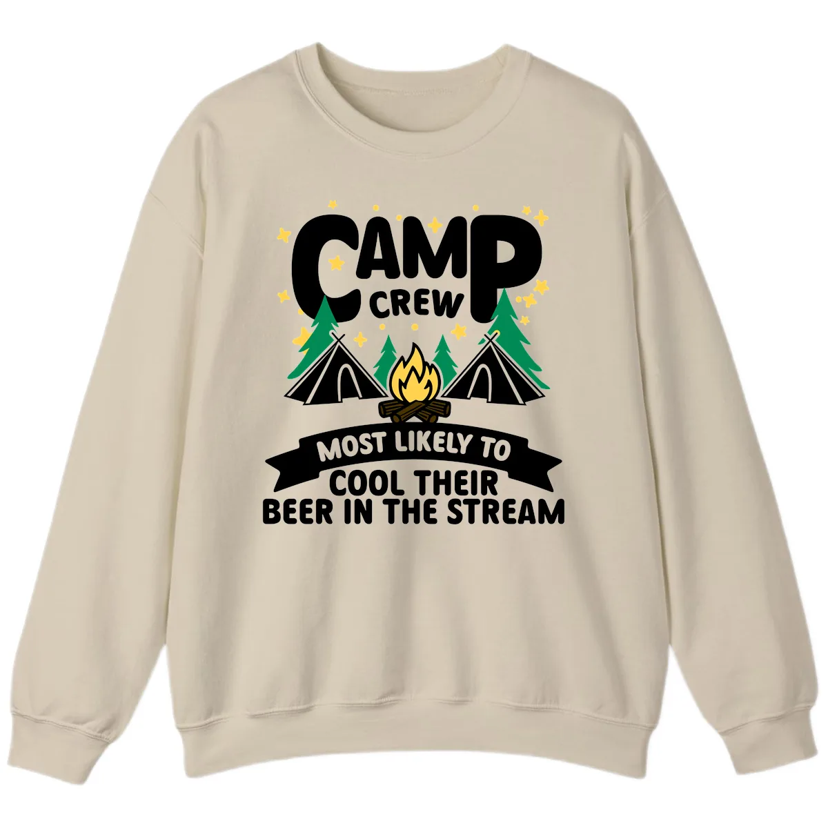 Camp Crew Cool Beer Stream Sweatshirt in Sand