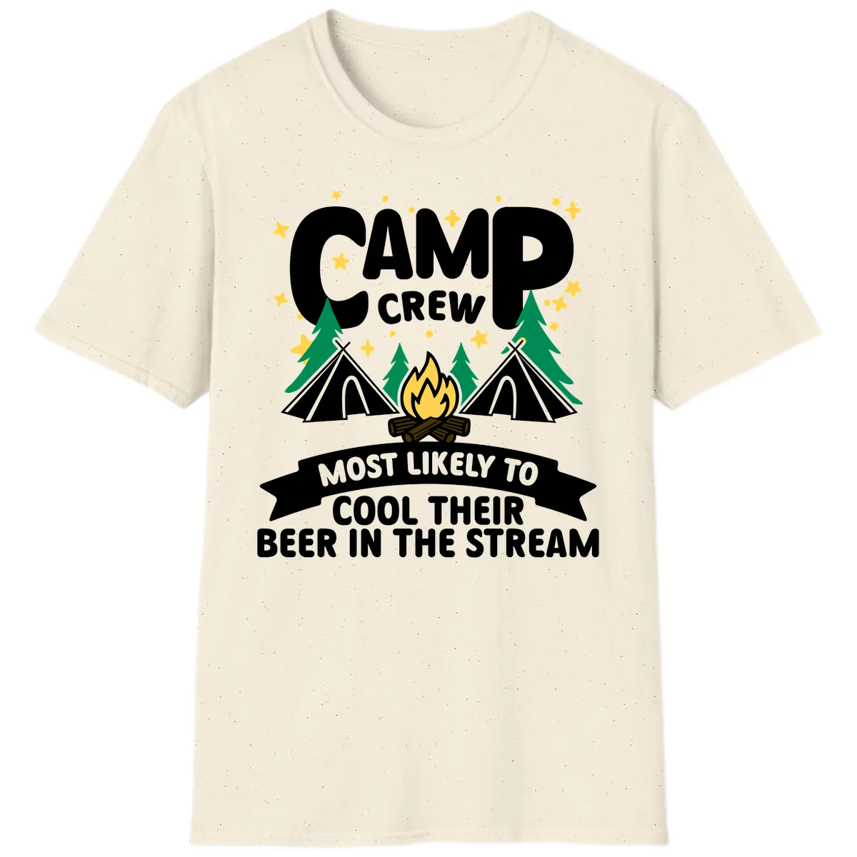 Camp Crew Cool Beer Stream T-Shirt in Natural