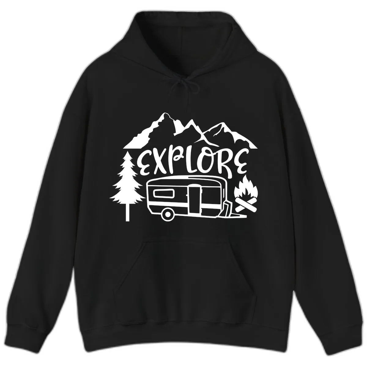 Explore The Campfire Adventure Hoodie in Black