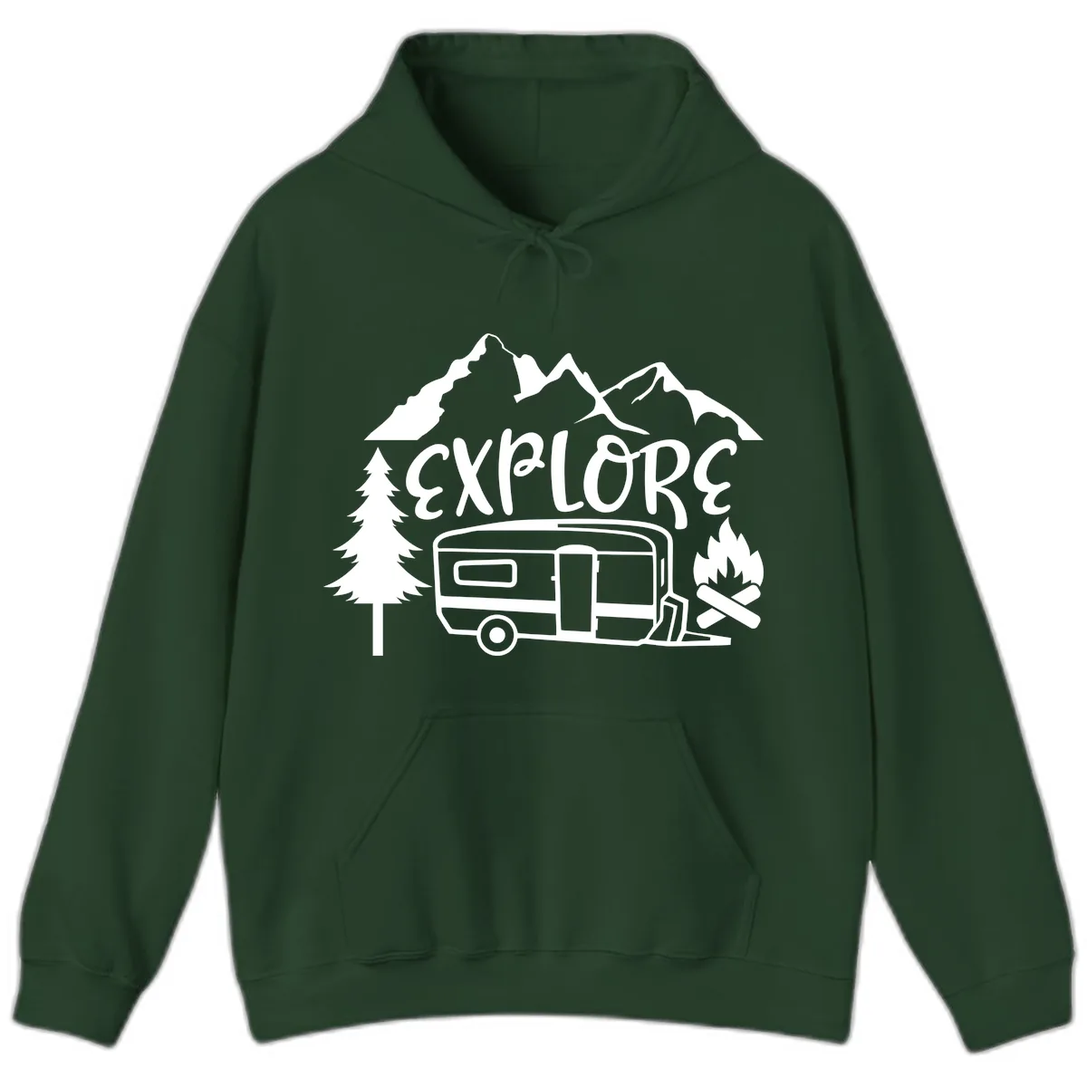 Explore The Campfire Adventure Hoodie in Forest Green
