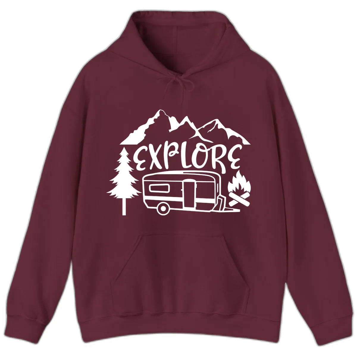Explore The Campfire Adventure Hoodie in Maroon