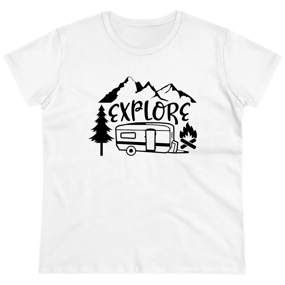 Explore The Campfire Adventure Ladies Tee in White
