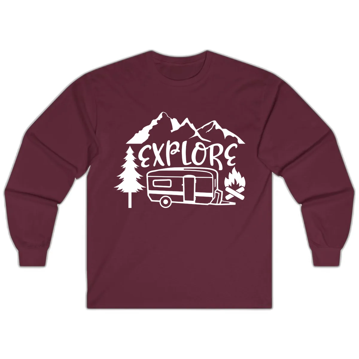 Explore The Campfire Adventure Long Sleeve in Maroon