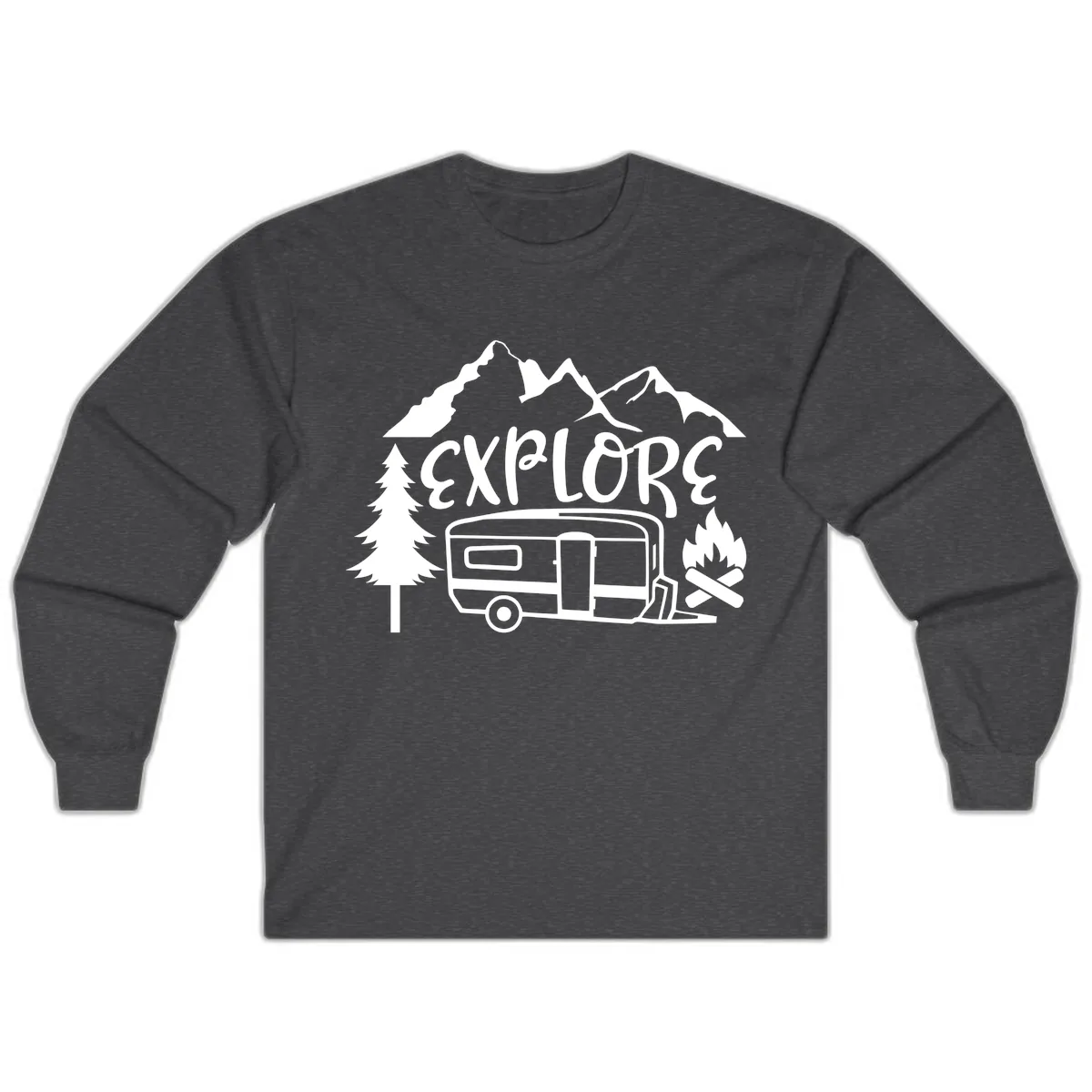 Explore The Campfire Adventure Long Sleeve in Dark Heather
