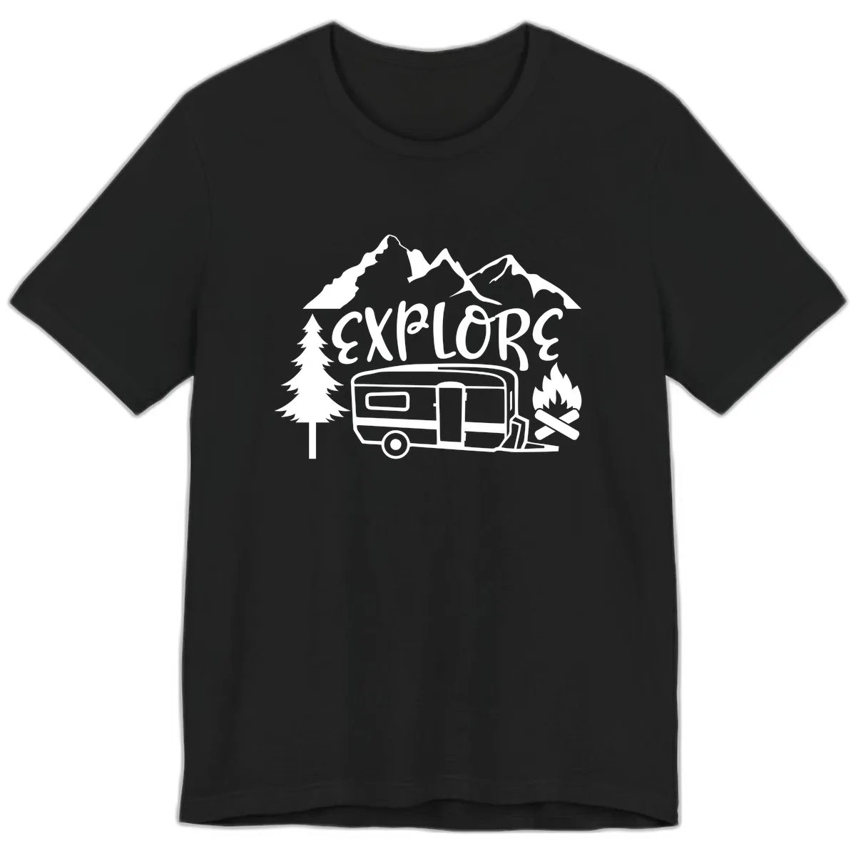 Explore The Campfire Adventure Premium T-Shirt in Black