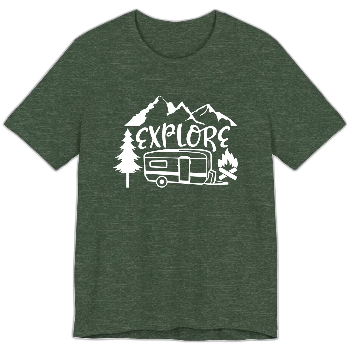 Explore The Campfire Adventure Premium T-Shirt in Heather Forest