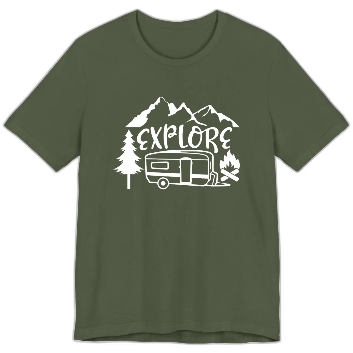 Explore The Campfire Adventure Premium T-Shirt in Military Green
