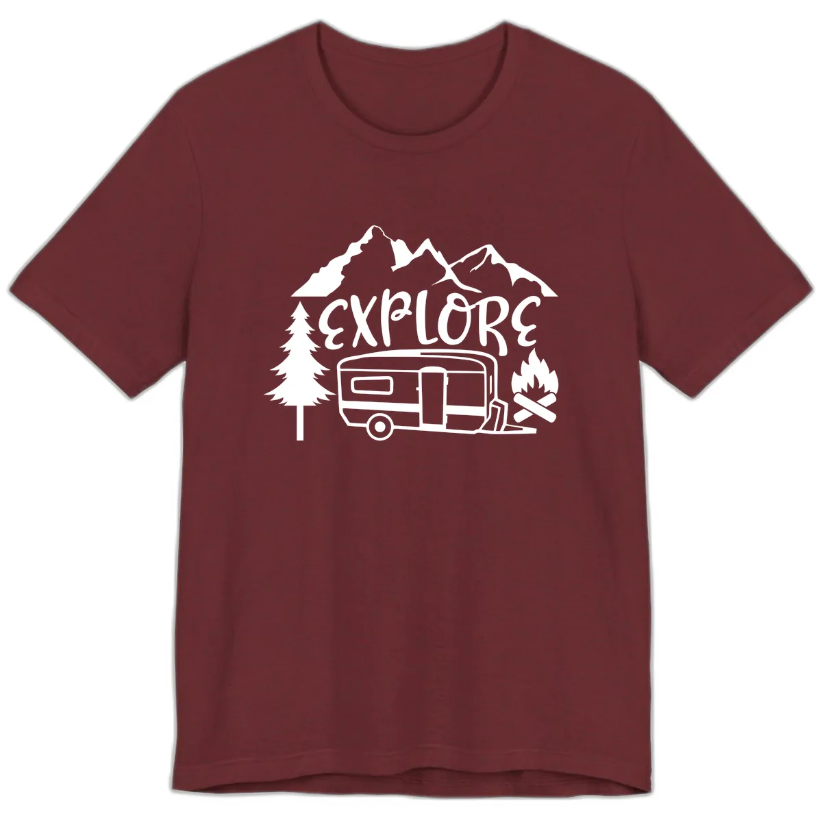 Explore The Campfire Adventure Premium T-Shirt in Heather Cardinal