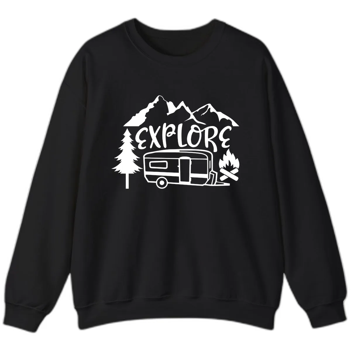 Explore The Campfire Adventure Sweatshirt in Black
