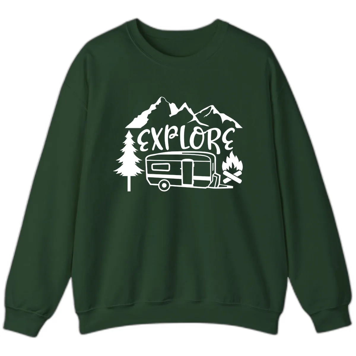 Explore The Campfire Adventure Sweatshirt in Forest Green