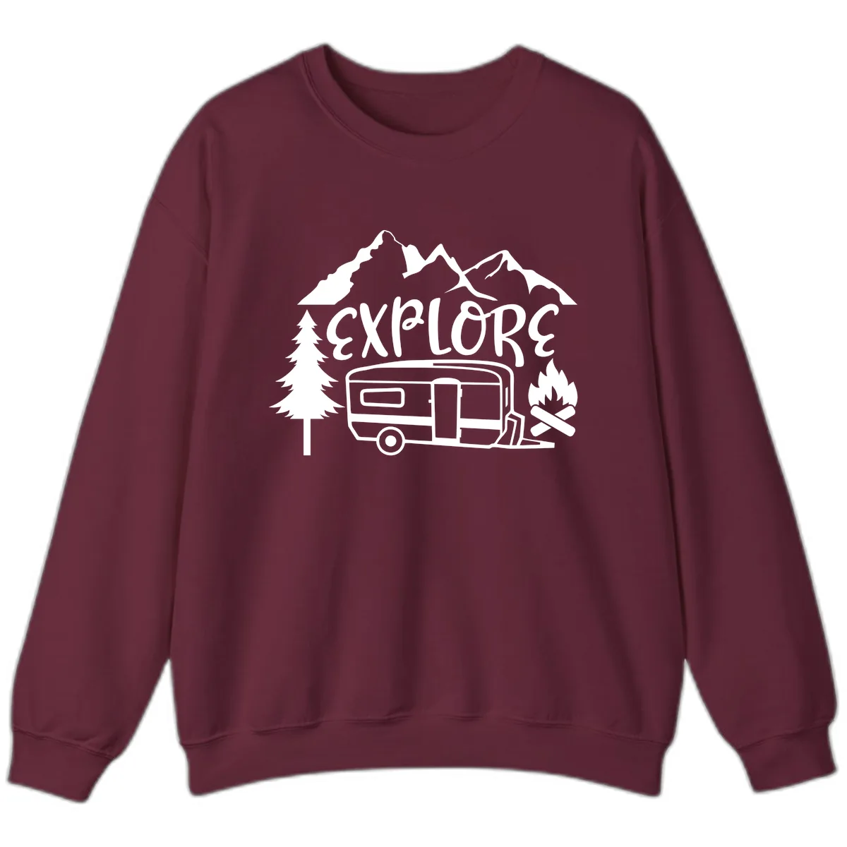 Explore The Campfire Adventure Sweatshirt in Maroon