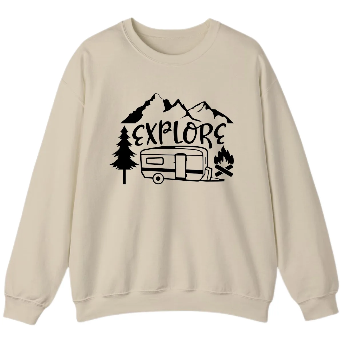 Explore The Campfire Adventure Sweatshirt in Sand