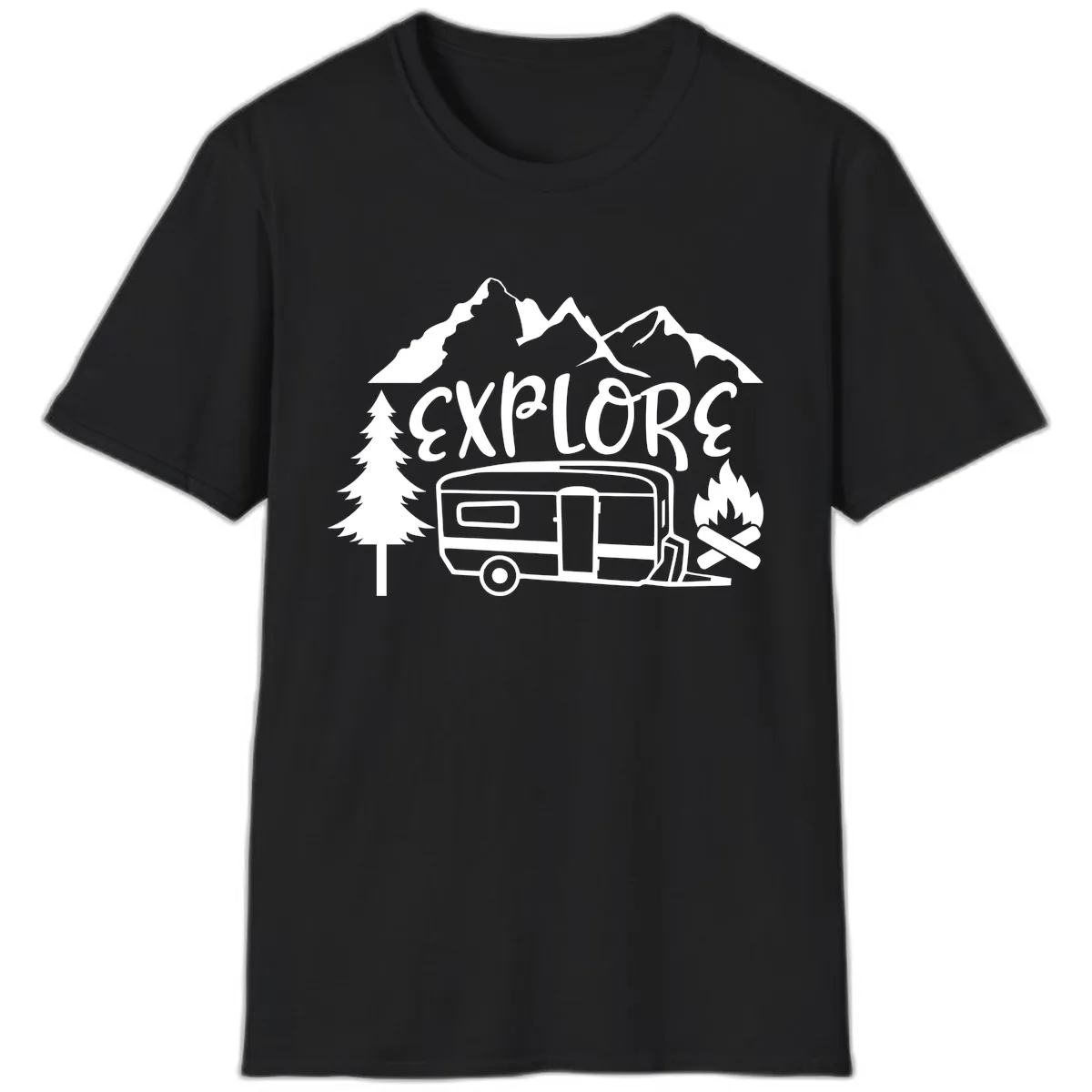 Explore The Campfire Adventure T-Shirt in Black