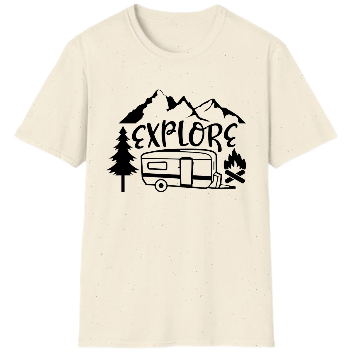 Explore The Campfire Adventure T-Shirt in Natural